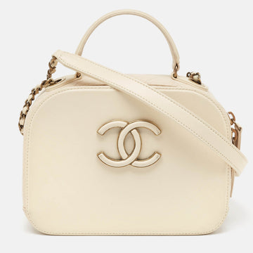Off White Quilted Leather Coco Curve Vanity Case Bag