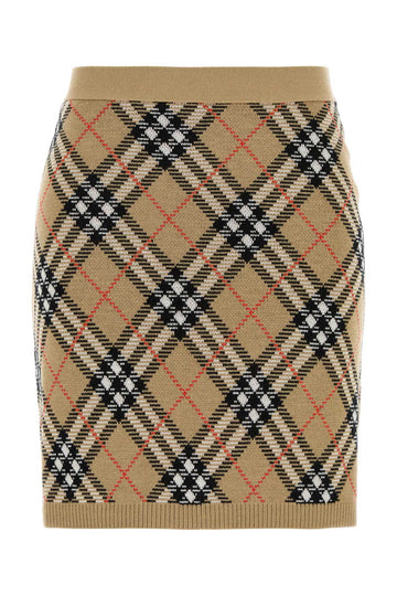BURBERRY Embroidered Wool Blend Mini Skirt for Women - FW25