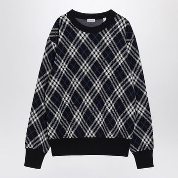 BURBERRY Check-Pattern Wool Blend Crew Neck Sweater
