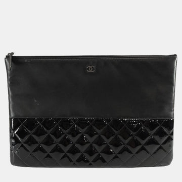 Black Leather CC Large Clutch