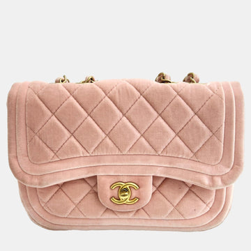 Pink Velvet Mini Flap Bag