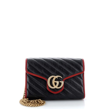GUCCI GG Marmont Chain Wallet Diagonal Quilted Leather Mini
