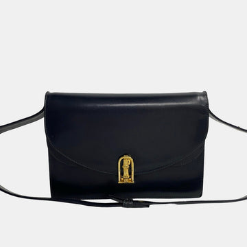 Black Leather Flap Crossbody Bag