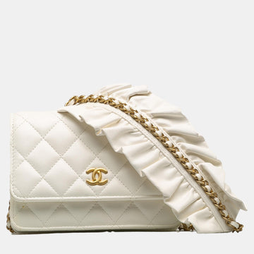 White Romance Lambskin Wallet On Chain