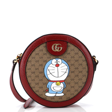 GUCCI Doraemon Round Shoulder Bag Printed Mini GG Coated Canvas