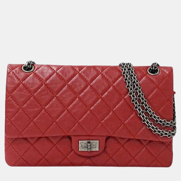 Red Leather 2.55 Matelasse  Shoulder Chain Double Flap bag