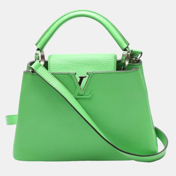 Green Leather Capucines BB Top Handle Bag