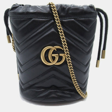 Black Leather Mini GG Marmont Shoulder Bag