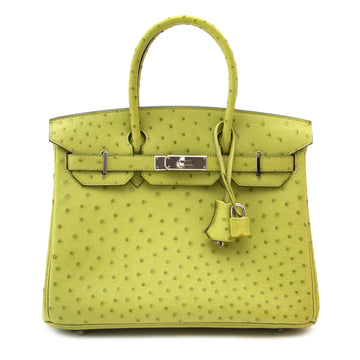 HERMES - BIRKIN 30 OSTRICH VERT ANIS PALLADIUM HARDWARE