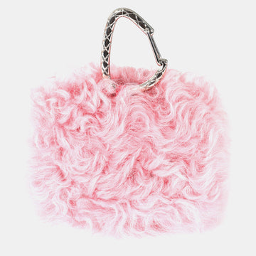 Pink Shearling Jewel Hook Card Holder