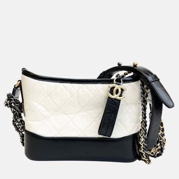 White/Black  Leather Small Gabrielle Shoulder Bags