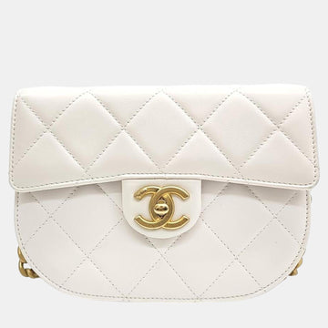 White Leather CC messenger crossbag