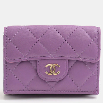 Purple Leather Compact Wallet