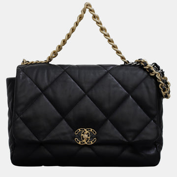 Black Lambskin Leather 19 Maxi Bag
