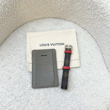 LV LuCSage Tag in Dark Orange / Taupe / Red Epi Leather and Monogram Canvas