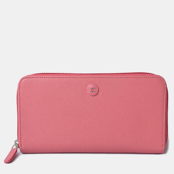 Pink Leather CC Long Wallet