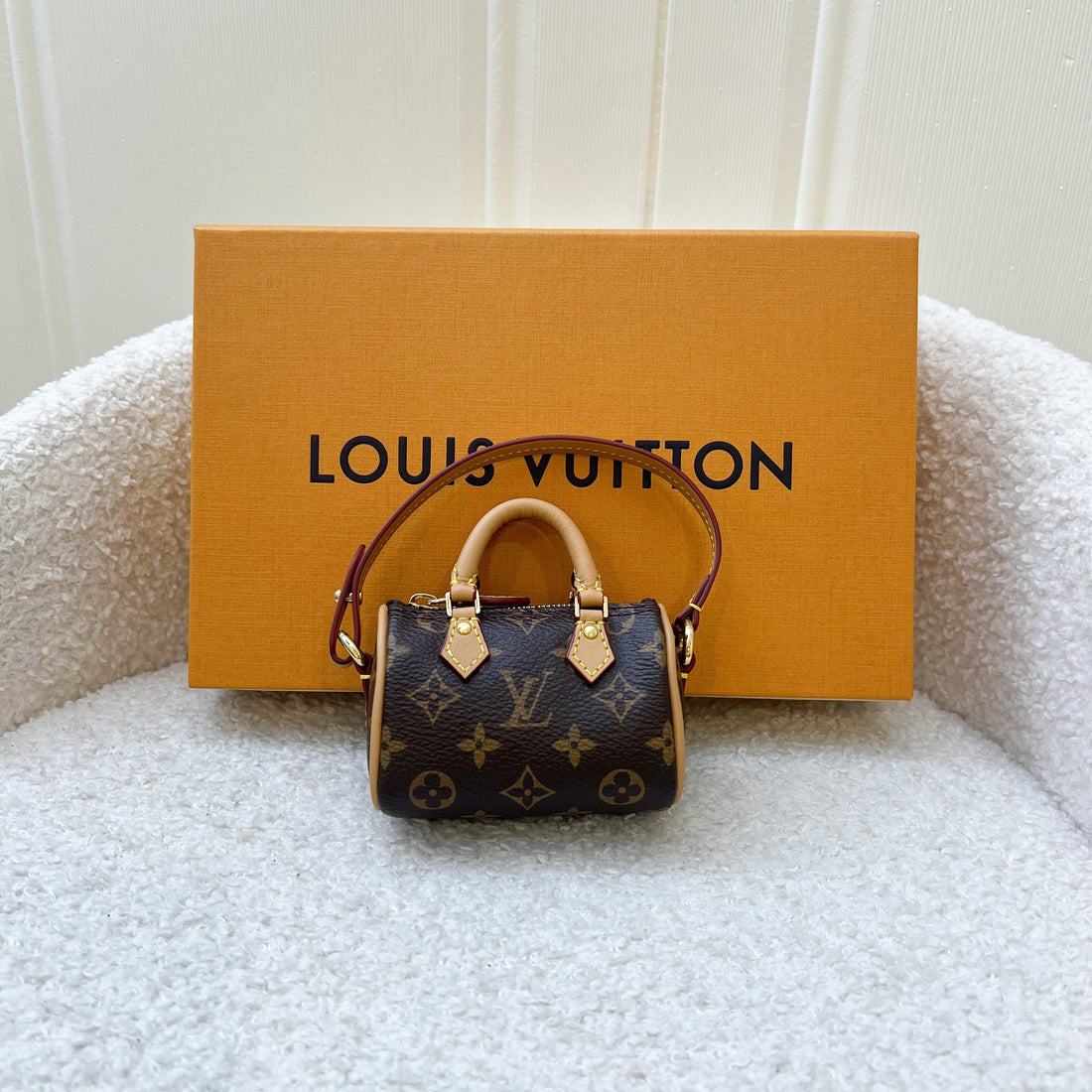 LV Micro Speedy Bag Charm in Monogram Canvas and GHW