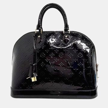 Brown Monogram Vernis Patent Leather GM Alma Top Handle Bag