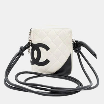 White Quilted Leather Cambon Crossbody Bag
