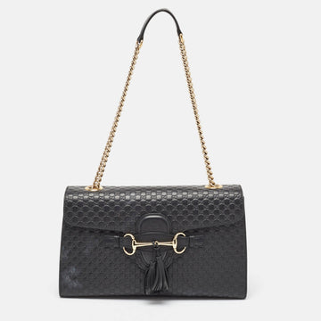 Black Microguccissima Leather Medium Emily Shoulder Bag