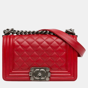 Red Small Lambskin Boy Flap