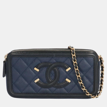 Blue Leather CC Filigree Shoulder Bag