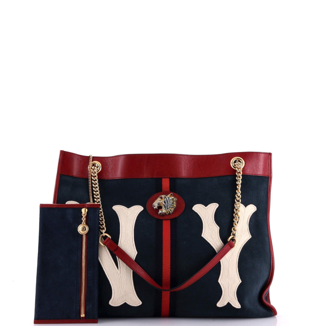 Rajah Chain Tote Suede with Applique Large