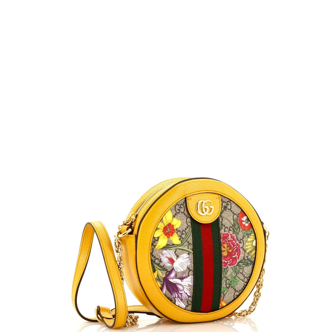 Ophidia Round Shoulder Bag Flora VS Coated Canvas Mini