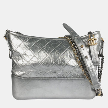 Silver Leather Medium Gabrielle Shoulder Bags