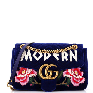 VS Marmont Flap Bag Embroidered Matelasse Velvet Medium