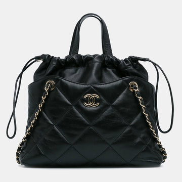 Small CC Quilted Lambskin Drawstring Shopping Tote