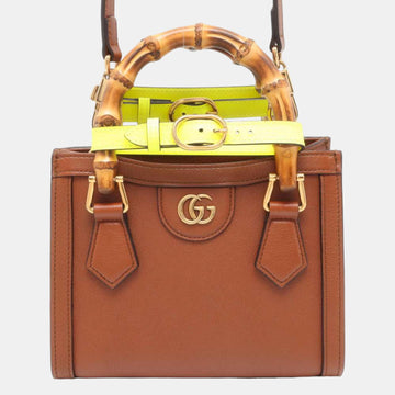 Brown Leather Mini Bamboo Diana Tote Bag