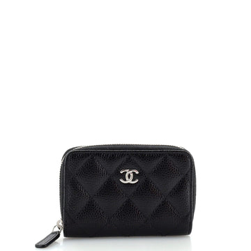 CHANEL CC Zip Coin Purse Quilted Caviar Small