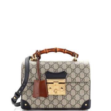 GUCCI Padlock Bamboo Shoulder Bag GG Coated Canvas Small