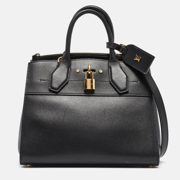 Black Leather City Steamer PM Bag