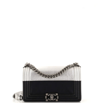 CHANEL Bicolor Boy Flap Bag Calfskin Old Medium