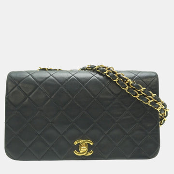 Black Leather Turnlock Flap Bag Shoulder Bag