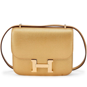 Hermès Dore Chèvre Chamkilight Metallic Mini Constance 18