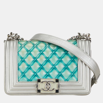 Silver Metallic Leather Classic Small Water Boy Bag