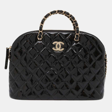 Black Patent Leather Top Handle Bag