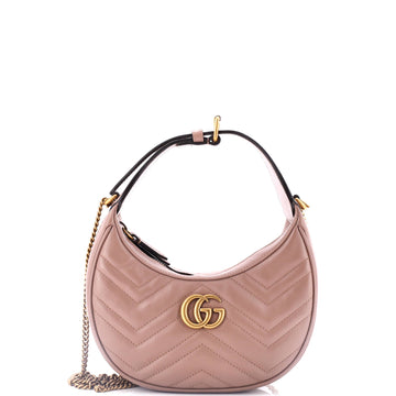 GUCCI GG Marmont Half Moon Hobo Leather Mini