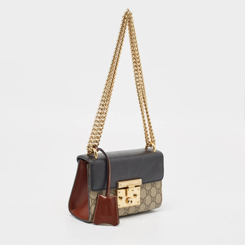 Gucci  VS Supreme Canvas And Leather Small Padlock Shoulder Bag
