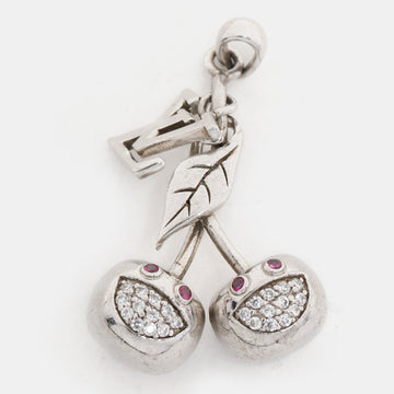 925 Silver/Pink Crystals Cherry Blossom Bag Charm