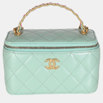 Green Quilted Lambskin Pick Me Up Vanity Case