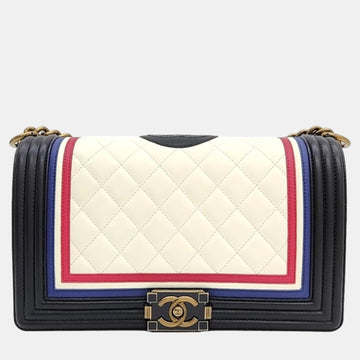 Multicolour Quilted Lambskin Leather East/West Crest Boy Bag
