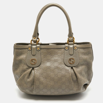 Grey Guccissima Leather Medium Scarlett Stud Interlocking Hobo