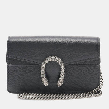 Black Leather Super Mini Dionysus Crossbody Bag