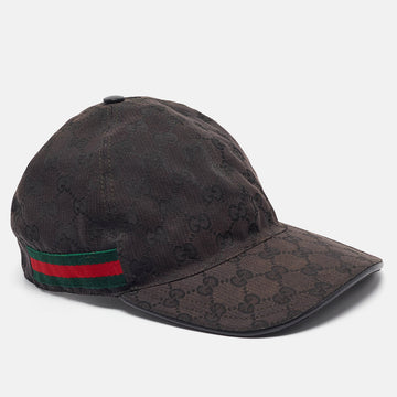 Black Web Striped GG Canvas Baseball Cap M