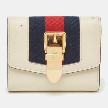 White Leather Sylvie Trifold Wallet