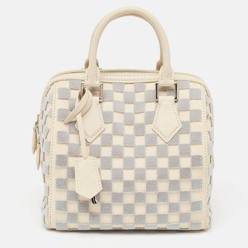 Off White/Grey Damier Cubic Speedy Cube PM Bag